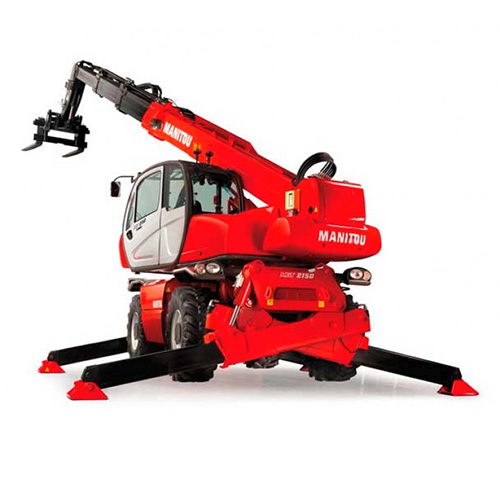 Picture showing the back end of a Manitou MRT Rotating Tele-handler