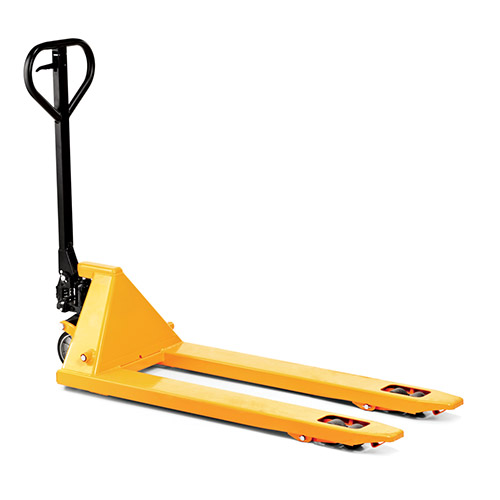 Picture showing a side-on view of a pallet truck