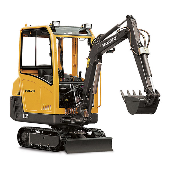 Picture showing a stationary Volvo Excavator